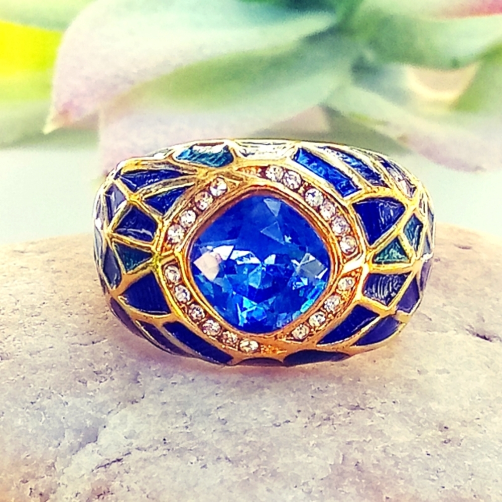 Blue Sapphire Bali Ring